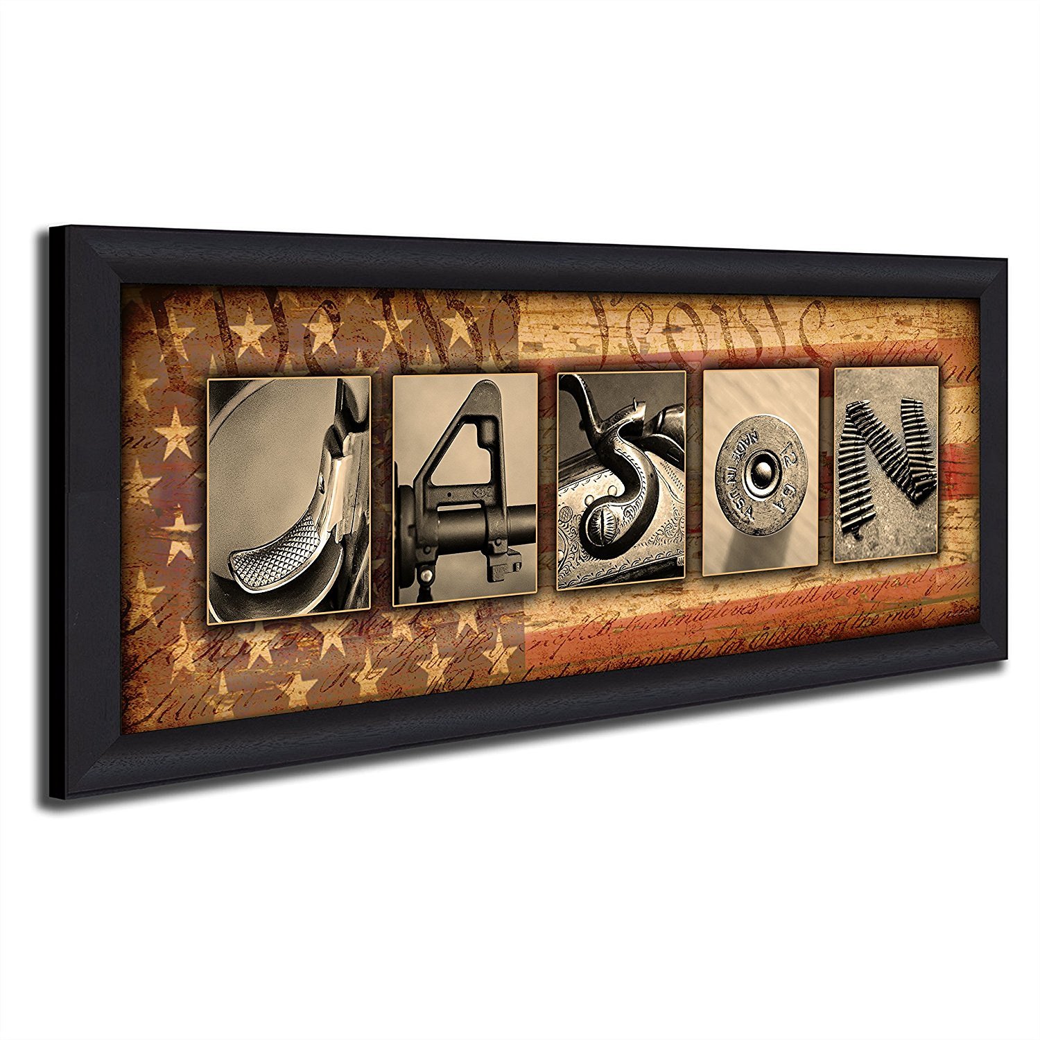 Personalized Firearm Name Canvas Wall Art, Live Previews, Choose Each Photo, Multiple Options