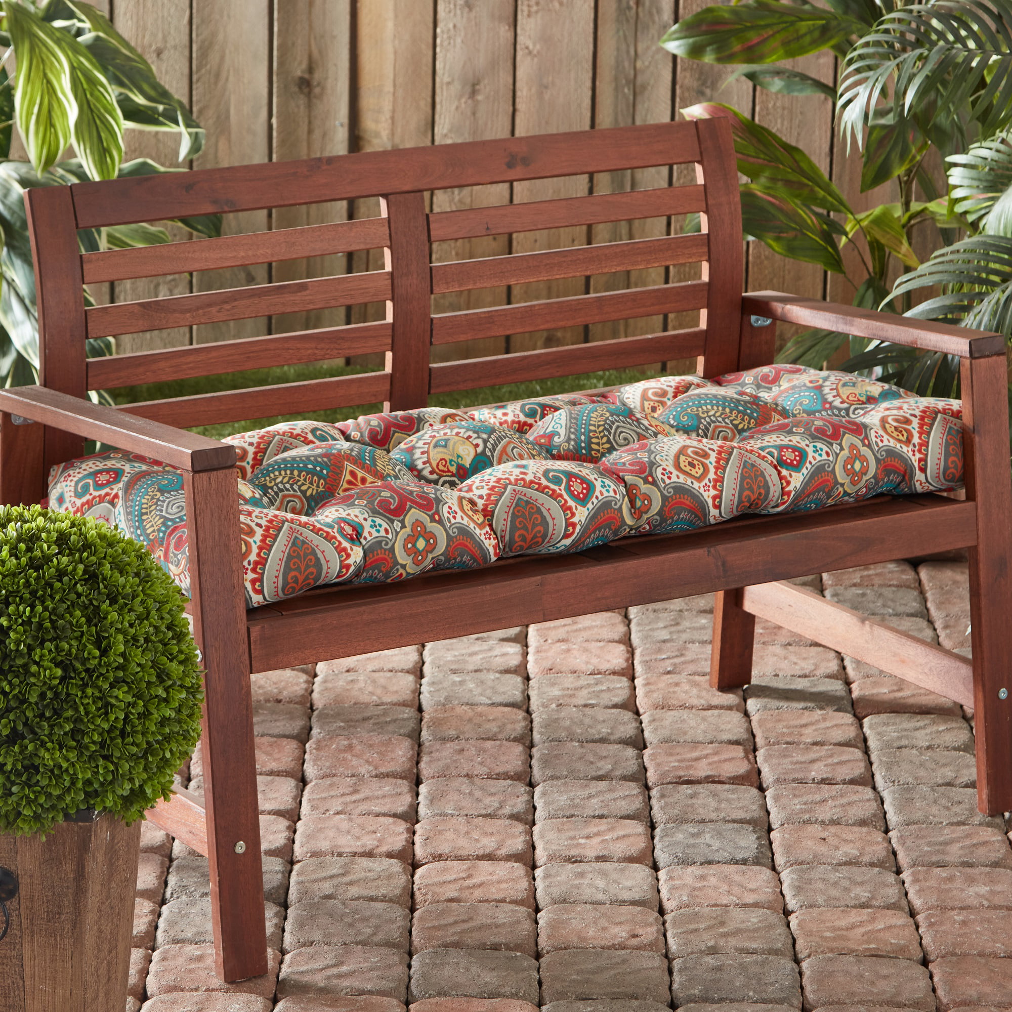 Greendale Home Fashions Asbury Park 51 x 18 in. Outdoor Reversible Tufted Bench Cushion
