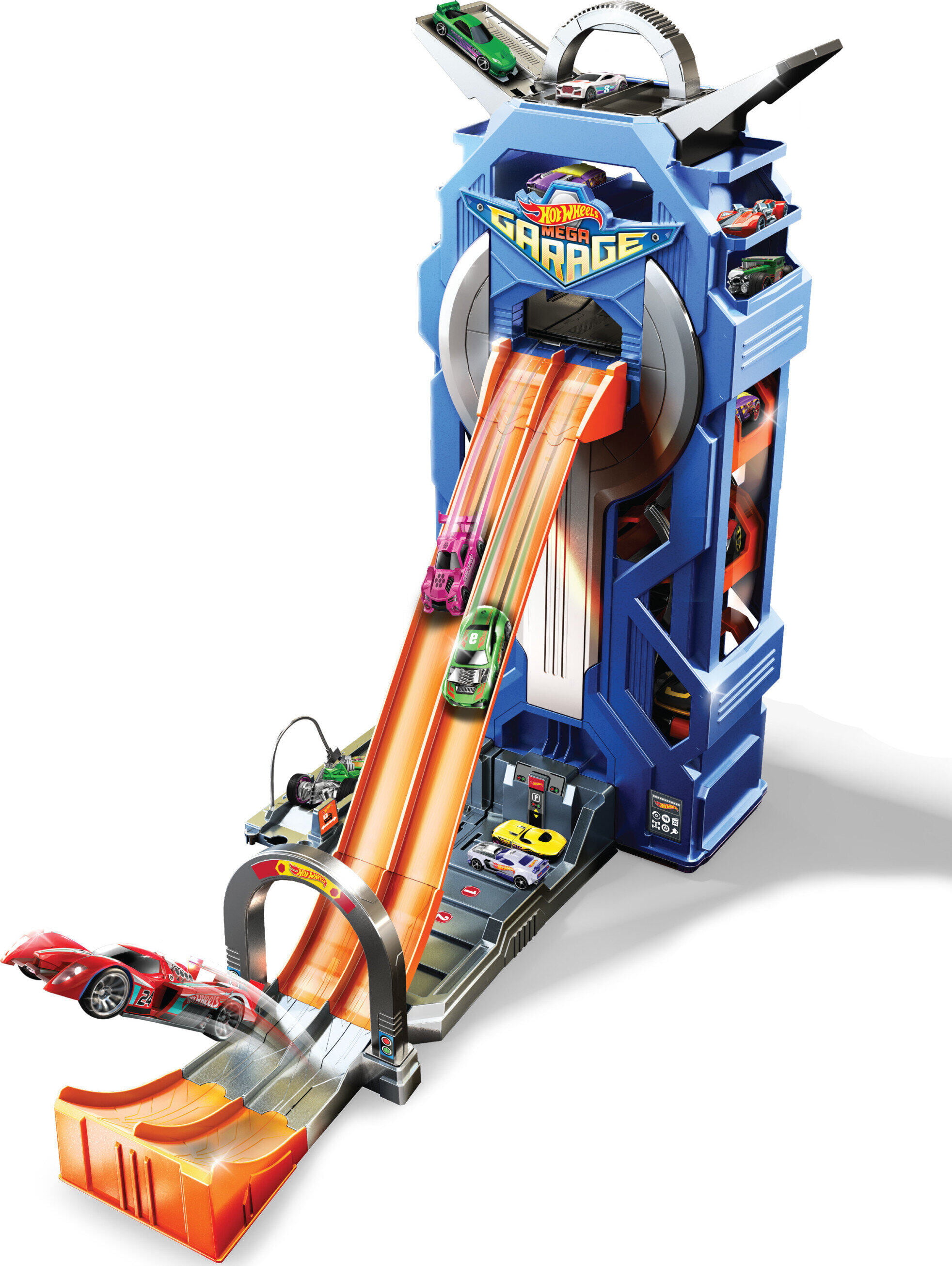 Mega Garage Toy Car Track & Playset, Stores 35+ 1:64 Scale Vehicles