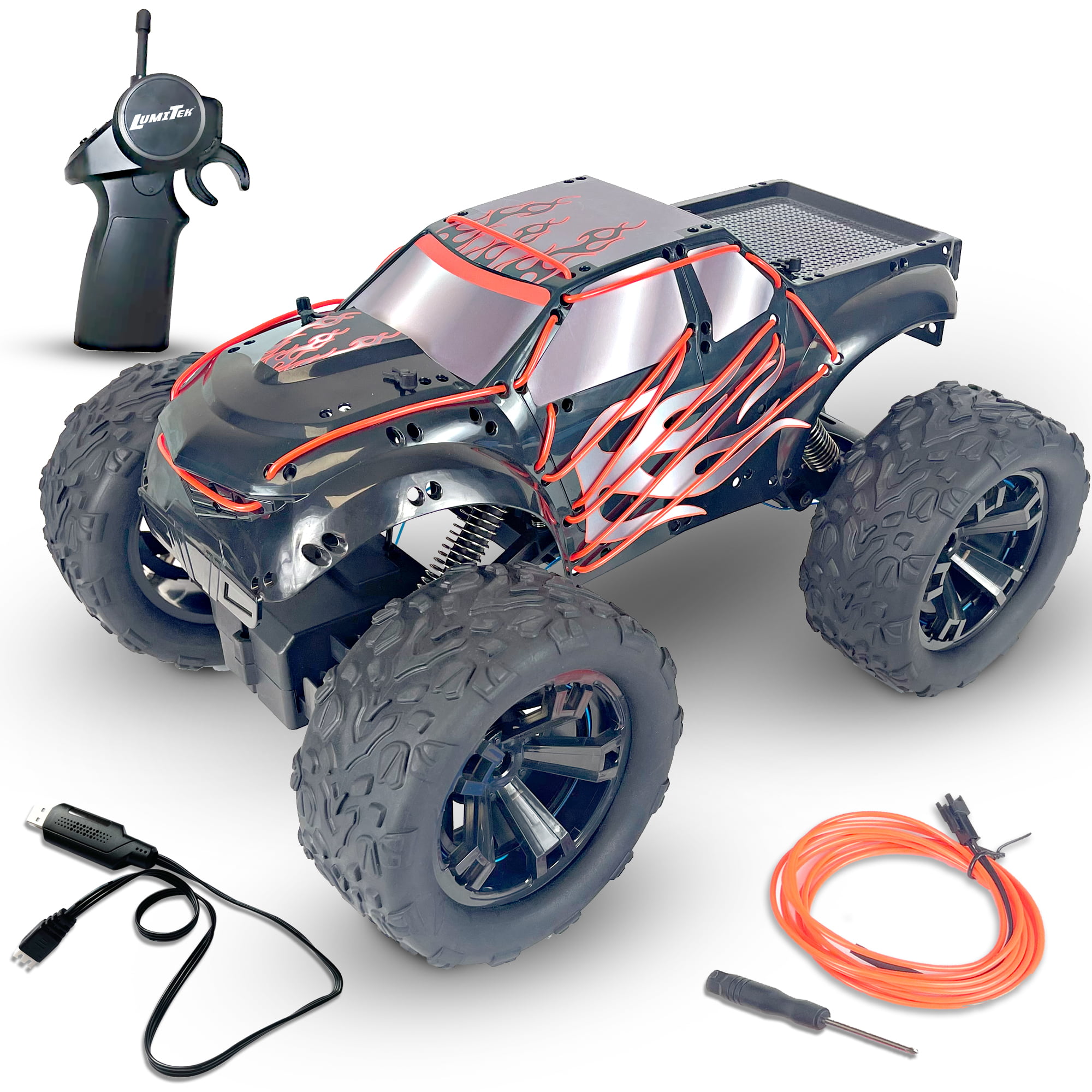 LumiTEK R/C - Neon Giant Truck - Customizable LED Piping- 2.4 GHz 1:10 Scale Remote Control Car - Ages 8+