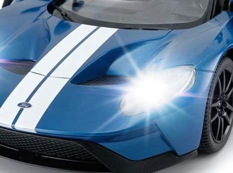 PlayWorld 1/14 Ford GT RC Race Toy Car for Kids, Open Doors by Manual, Blue