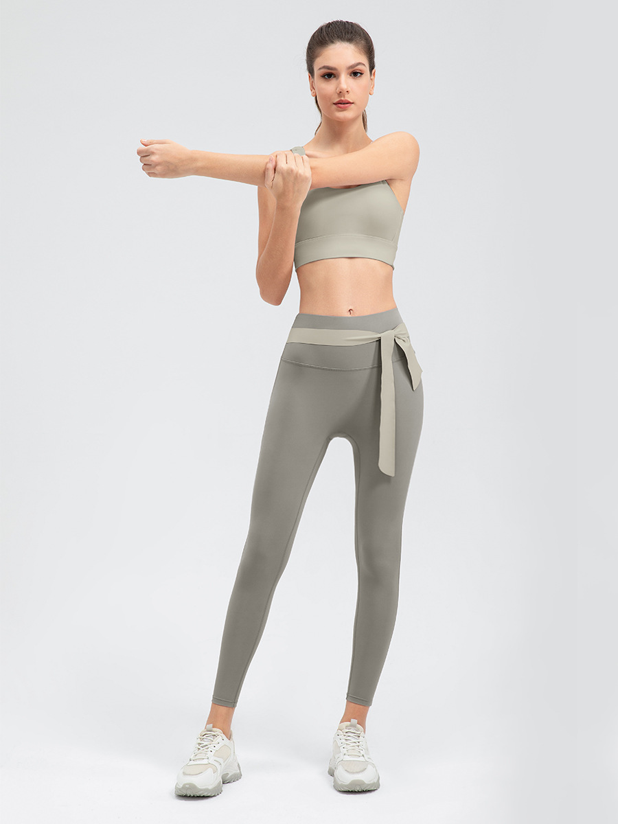 Women's high-waisted yoga pants with no awkward lines, double-sided nude high-elastic tights, breathable running fitness pants