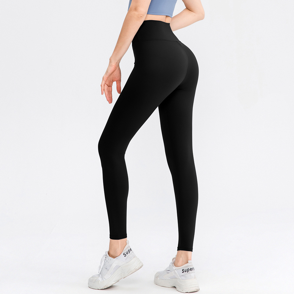 Autumn and winter high-waisted yoga pants for women, skin-friendly double-sided nude cross high-waisted slimming running fitness pants