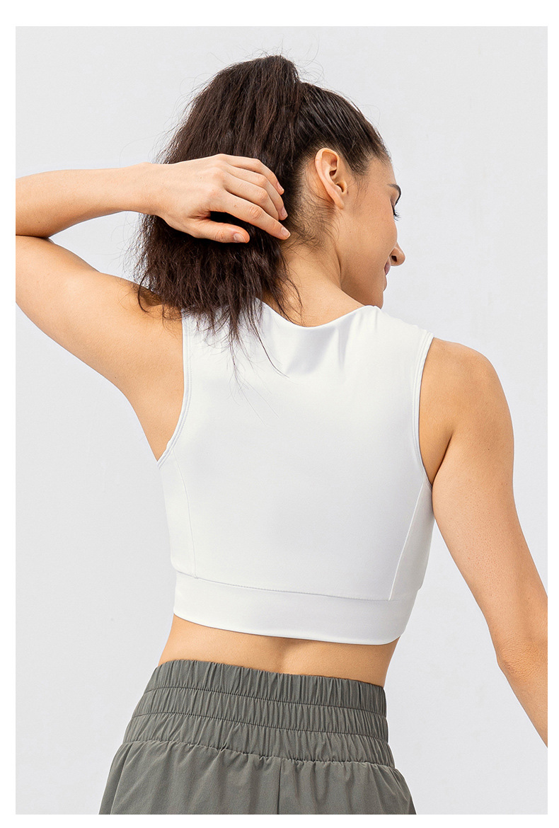 Women's high-intensity yoga bra, shock-absorbing one-piece sports bra, nude feel, wrinkled fitness training vest