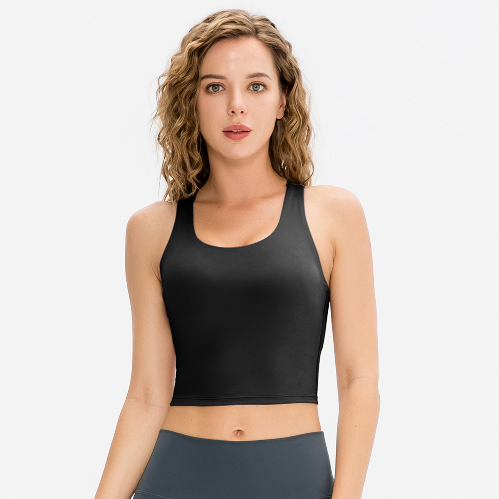 Women's tight-fitting yoga vest, double-sided nude-feel brushed bra, running and fitness sportswear.