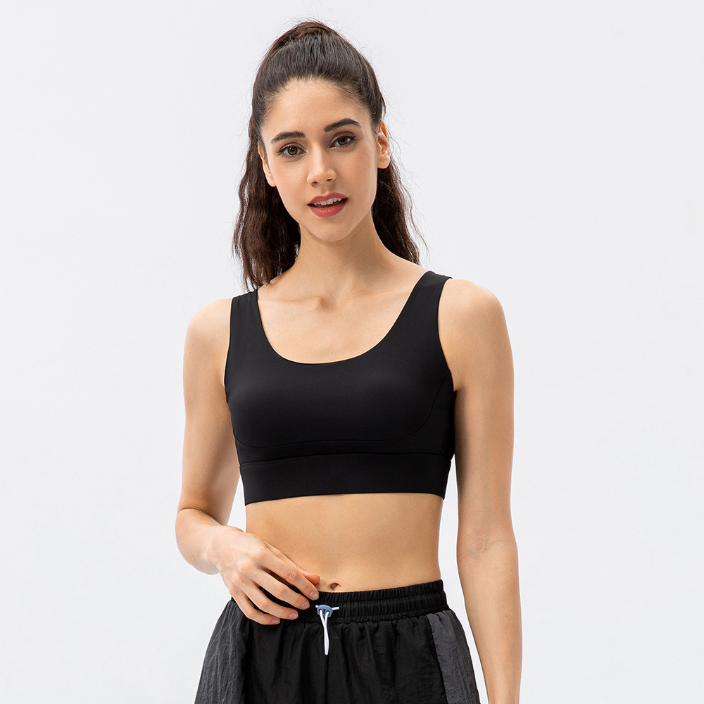 Women's high-intensity sports bra, one-piece fixed cup yoga vest with buckle shock absorption fitness underwear