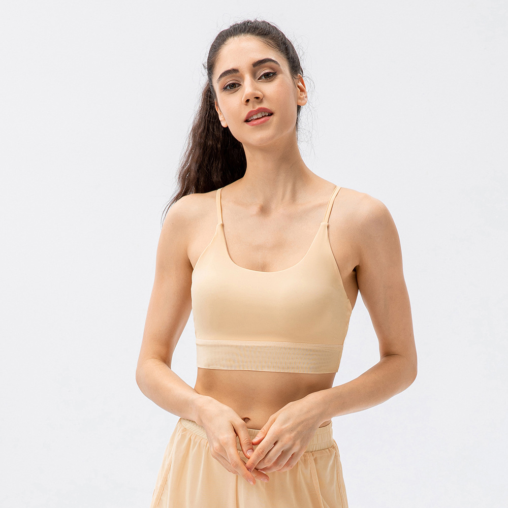 Yoga bra, one-piece padded sports vest, nude feel, medium intensity fitness underwear