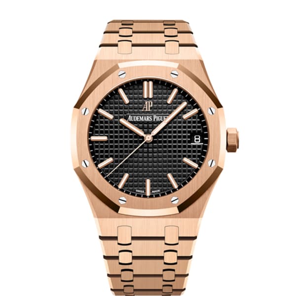 Audemars Piguet Royal Oak Selfwinding, 41mm, 18k Rose Gold, Black Dial ...