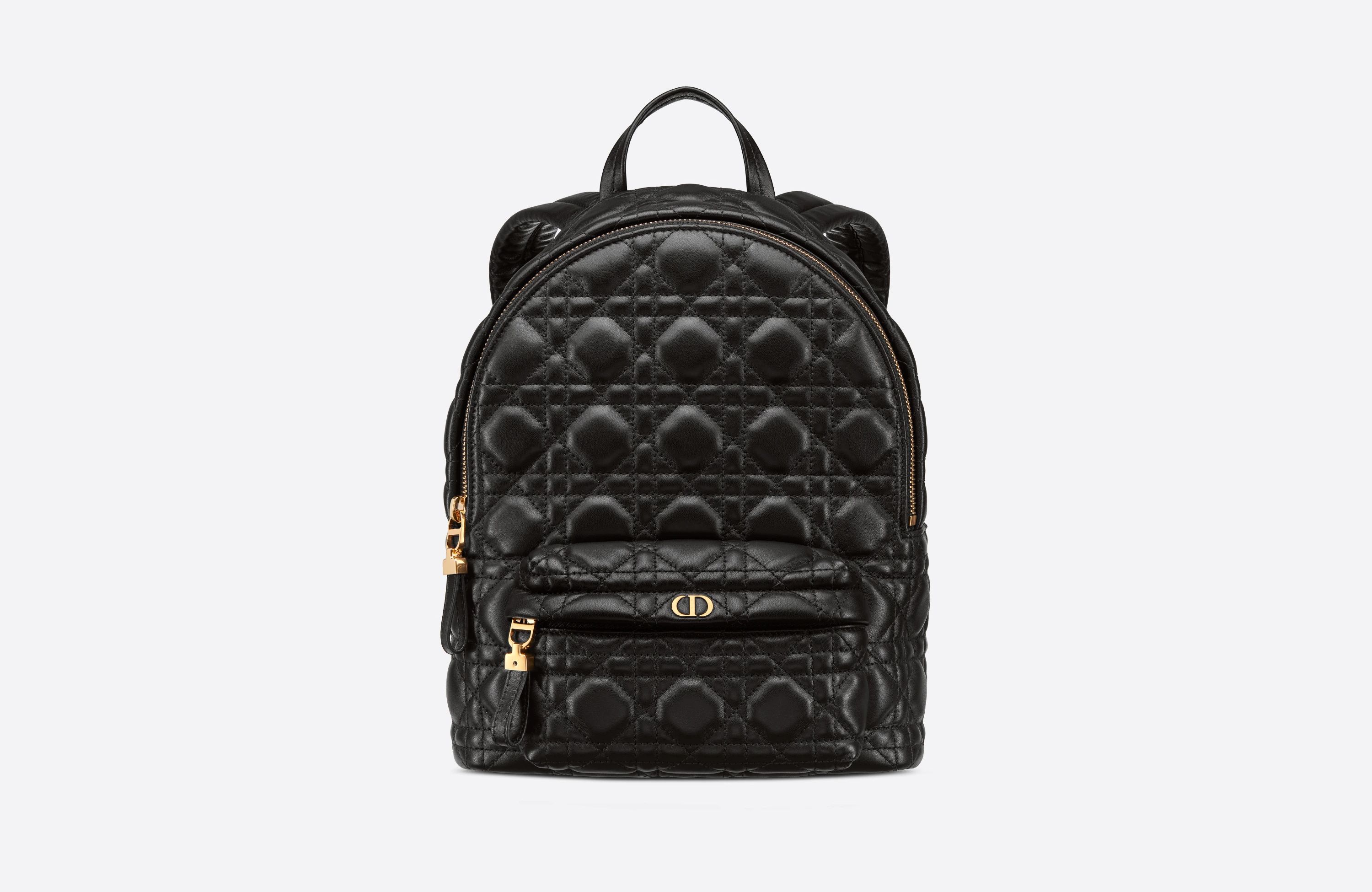 Small Dior Backpack Black Cannage Lambskin
