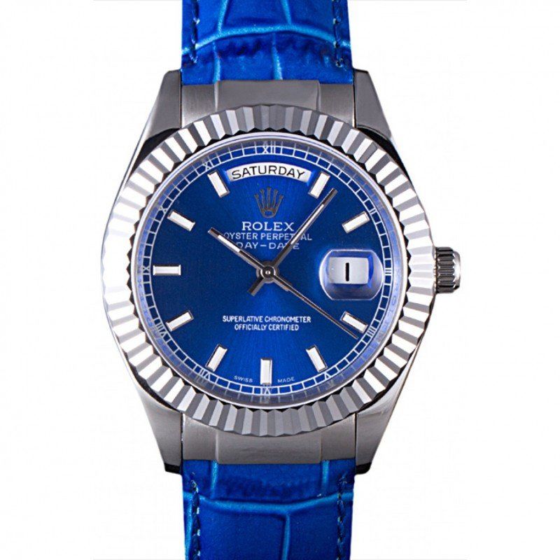 Rolex Day-Date Oyster Collection Blue Leat