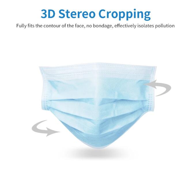 50pcs Disposable 3-Layer Non-woven Breathable Earloop Face Mask