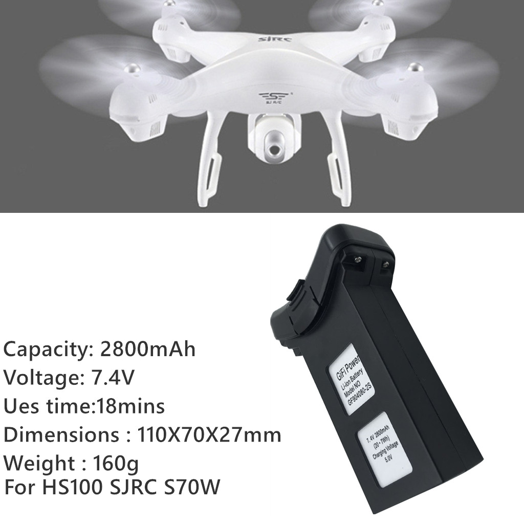 7.4V 2800mAh Lipo Battery for Holystone HS100 SJRC S70W RC Drone