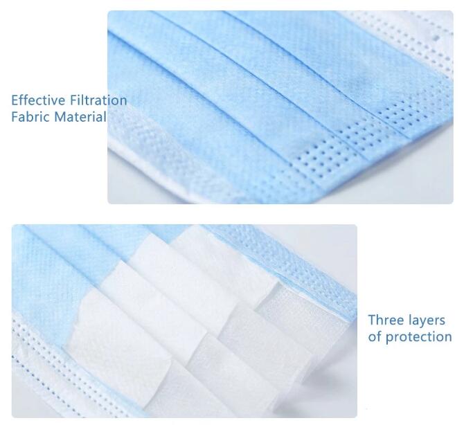 50pcs Disposable 3-Layer Non-woven Breathable Earloop Face Mask