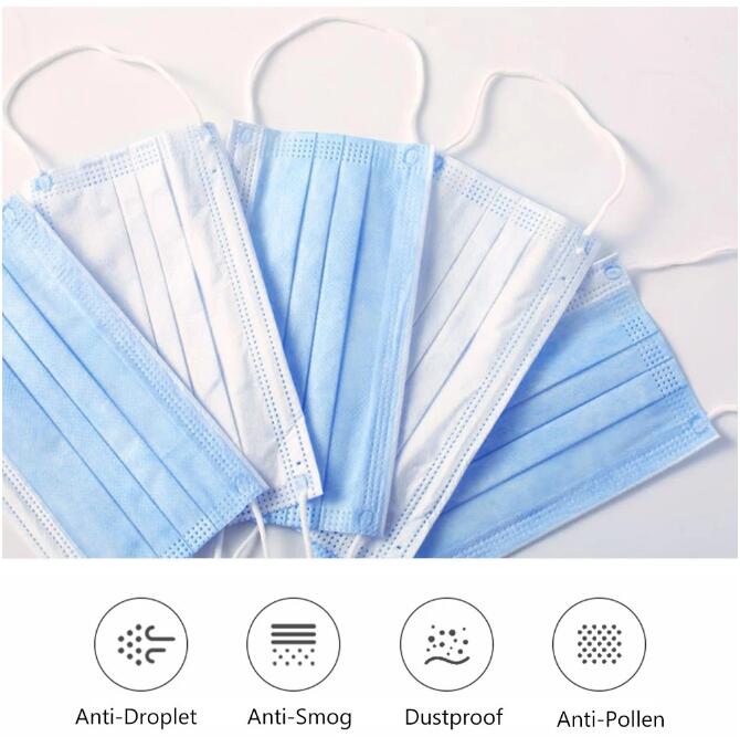 50pcs Disposable 3-Layer Non-woven Breathable Earloop Face Mask
