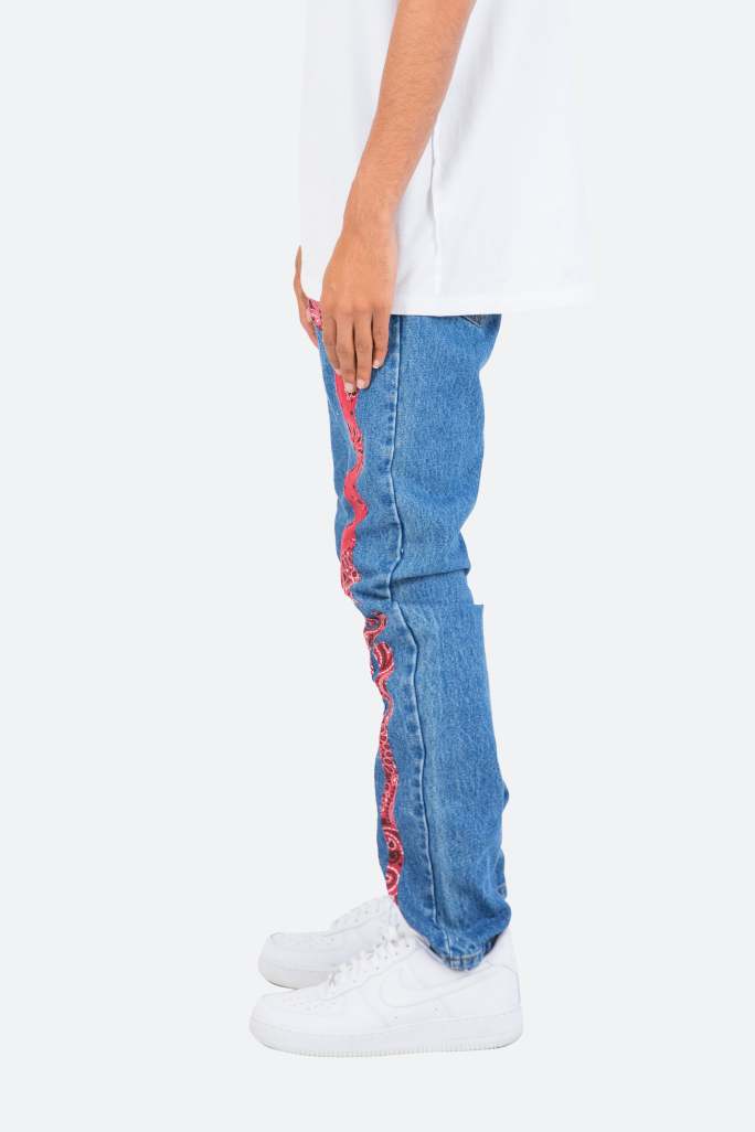 D261 Skeleton Straight Denim - Blue/Red