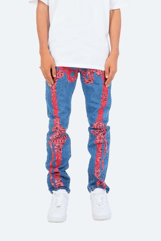 D261 Skeleton Straight Denim - Blue/Red