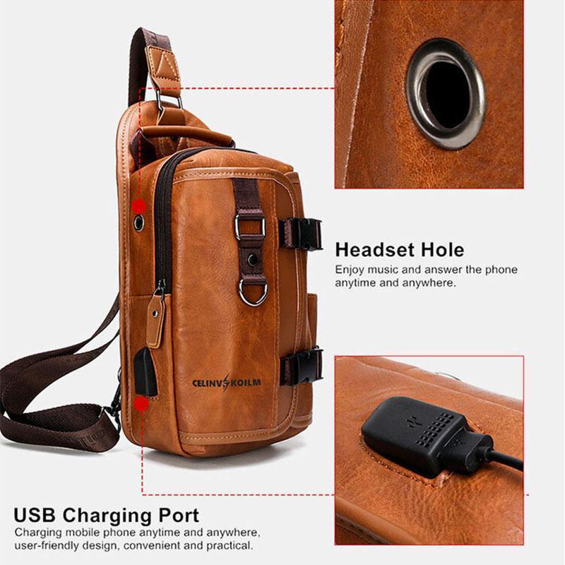 Anti-theft USB charging waterproof crossbody bag