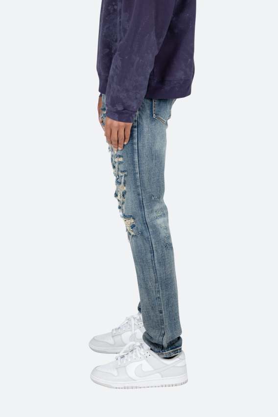 D436 Chain Straight Denim - Blue