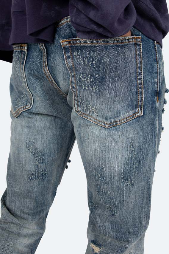 D436 Chain Straight Denim - Blue