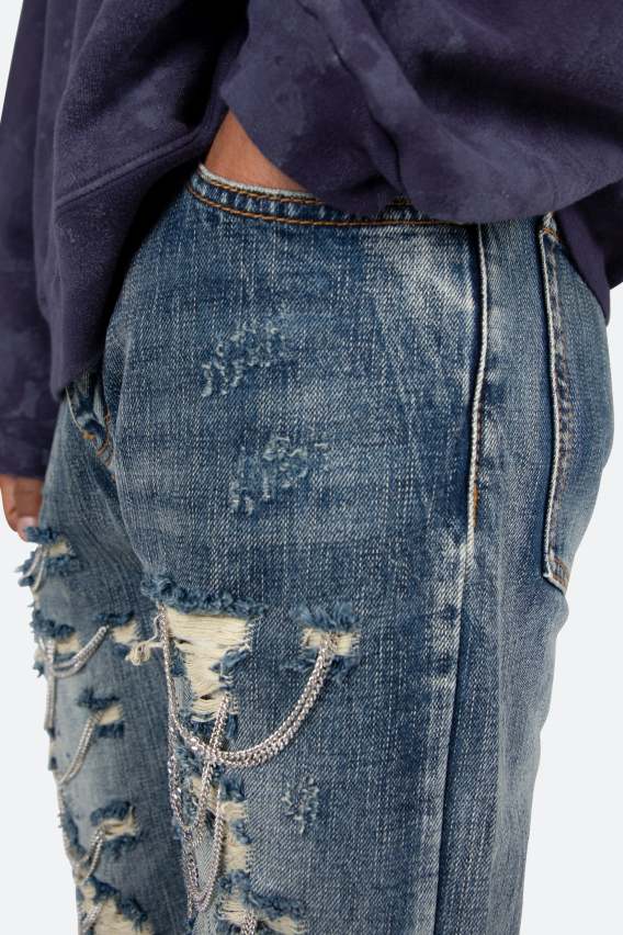 D436 Chain Straight Denim - Blue