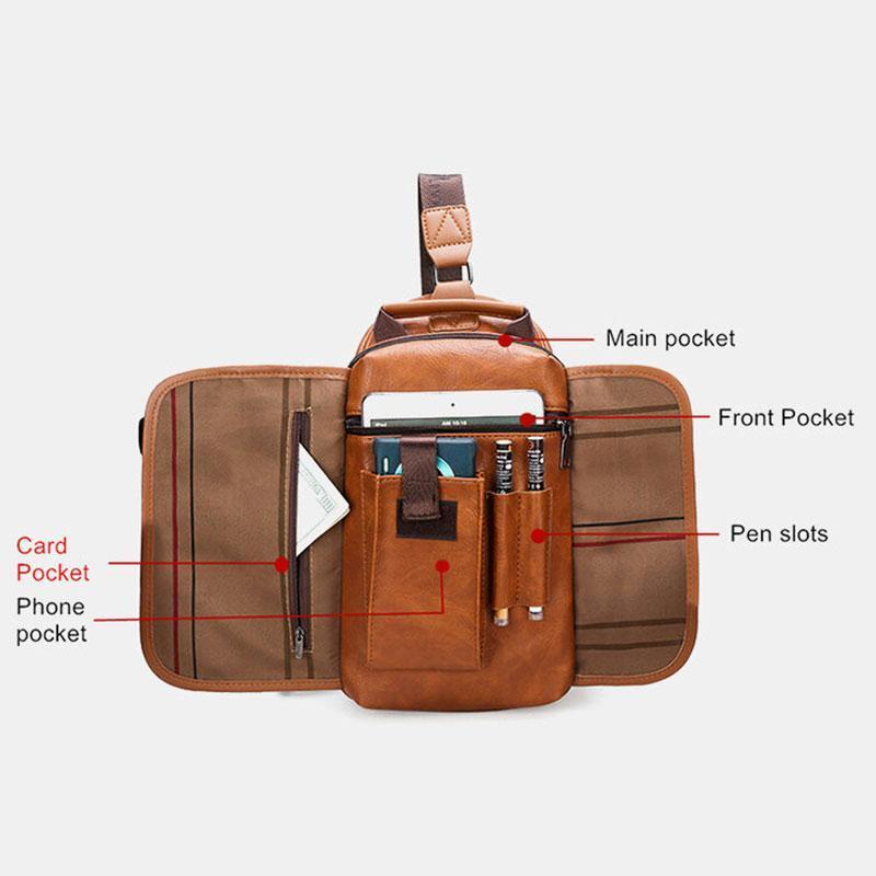 Anti-theft USB charging waterproof crossbody bag
