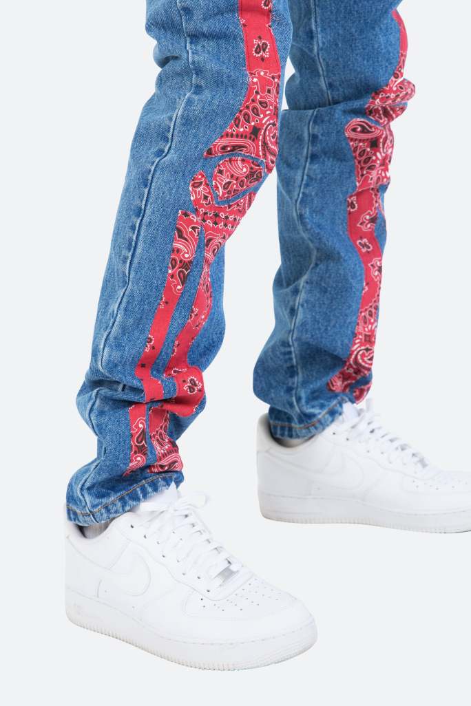 D261 Skeleton Straight Denim - Blue/Red