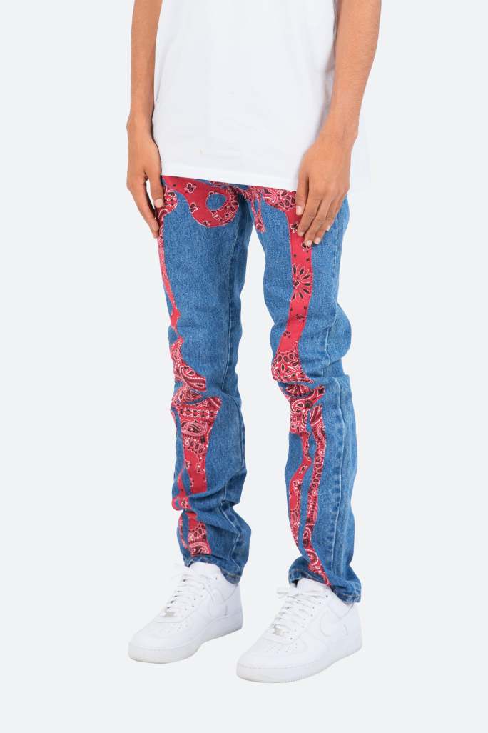 D261 Skeleton Straight Denim - Blue/Red