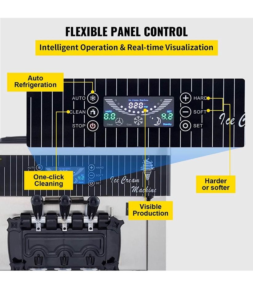 VEVOR Soft Ice Cream Machine 2200W Commercial Vertical Soft Ice Cream