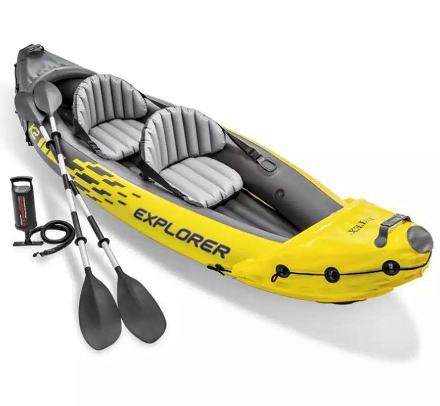 Intex Explorer K2 Yellow 2 Person Inflatable Kayak with Aluminium Oars & Air Pump Costco