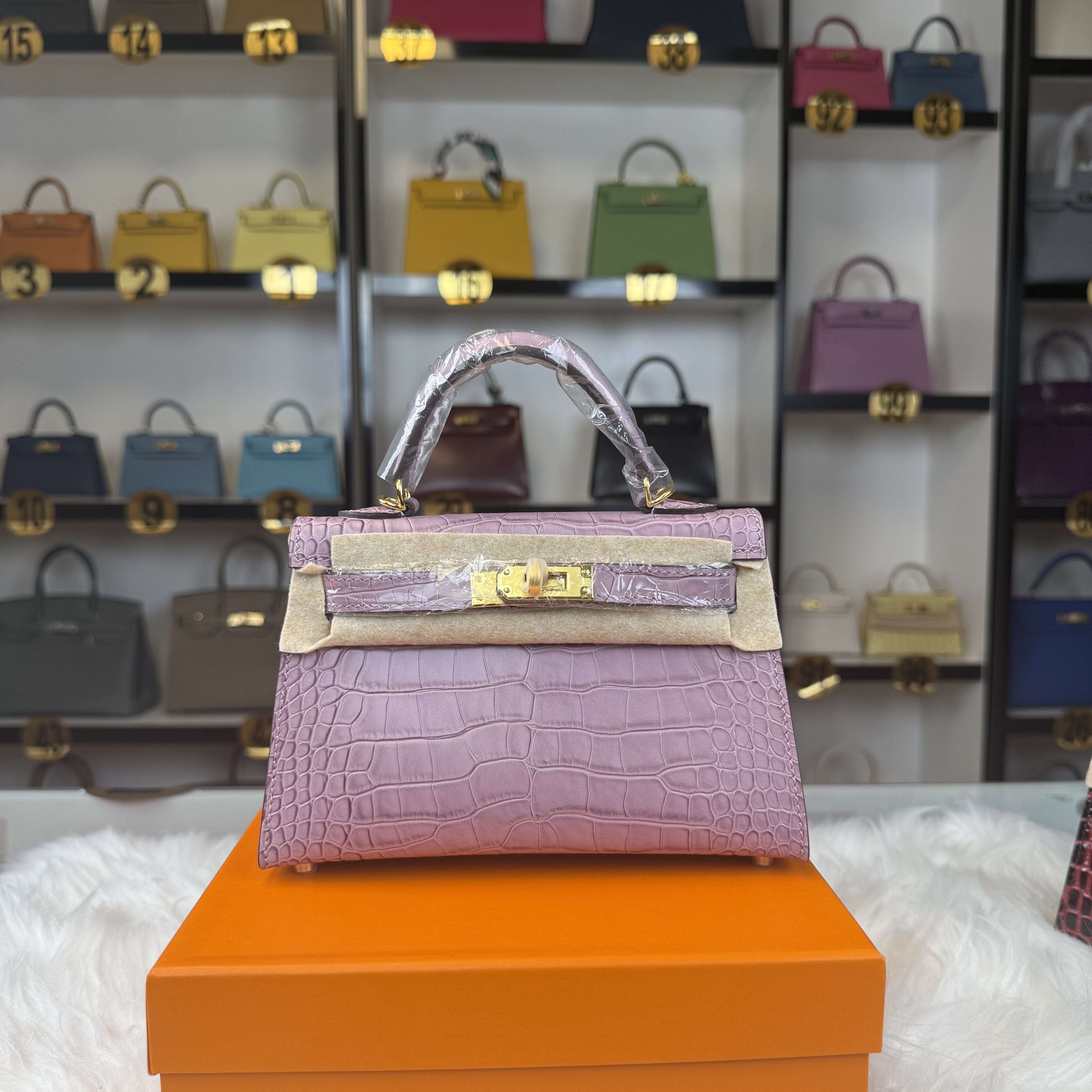 Crocodile embossed Mini Kelly