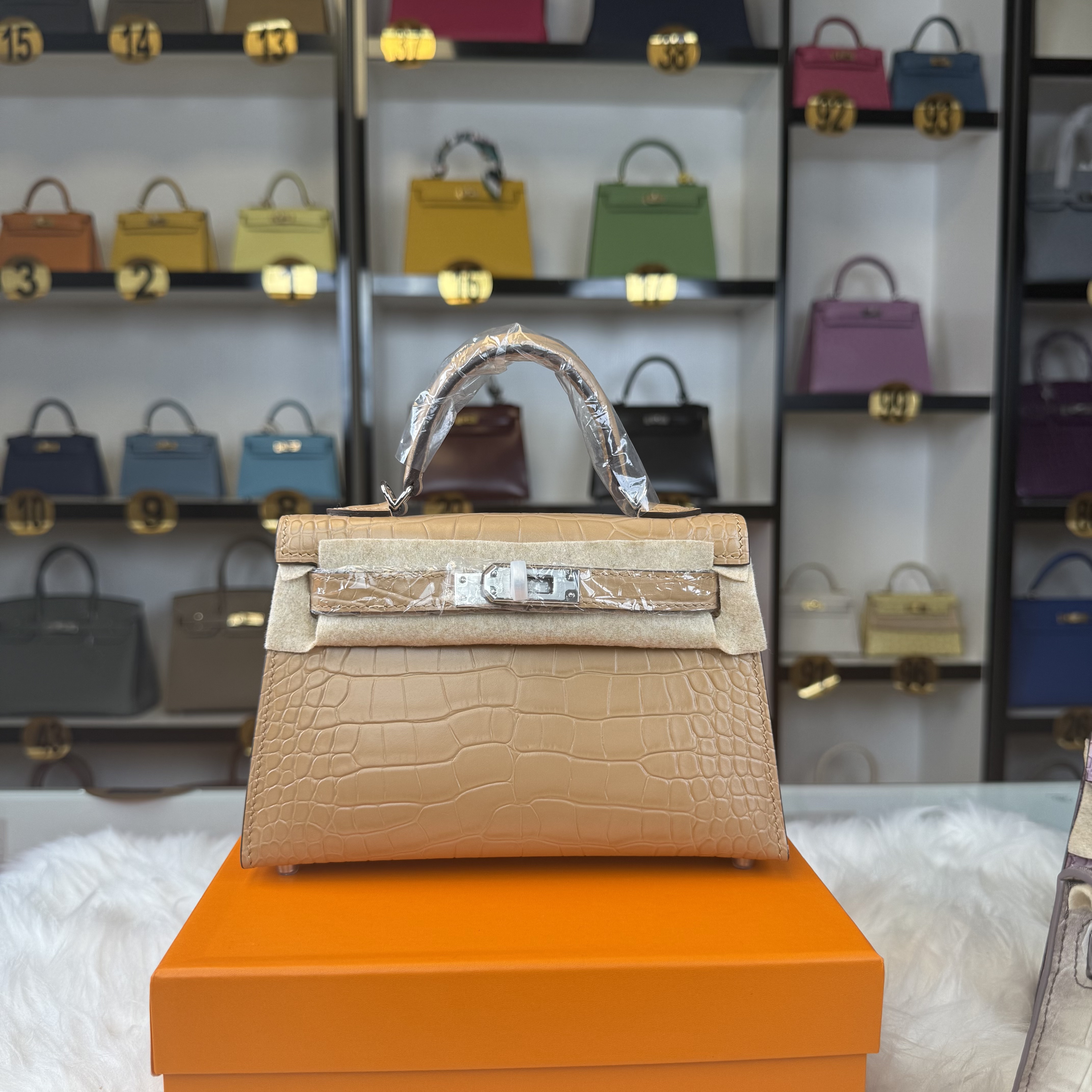 Crocodile embossed Mini Kelly