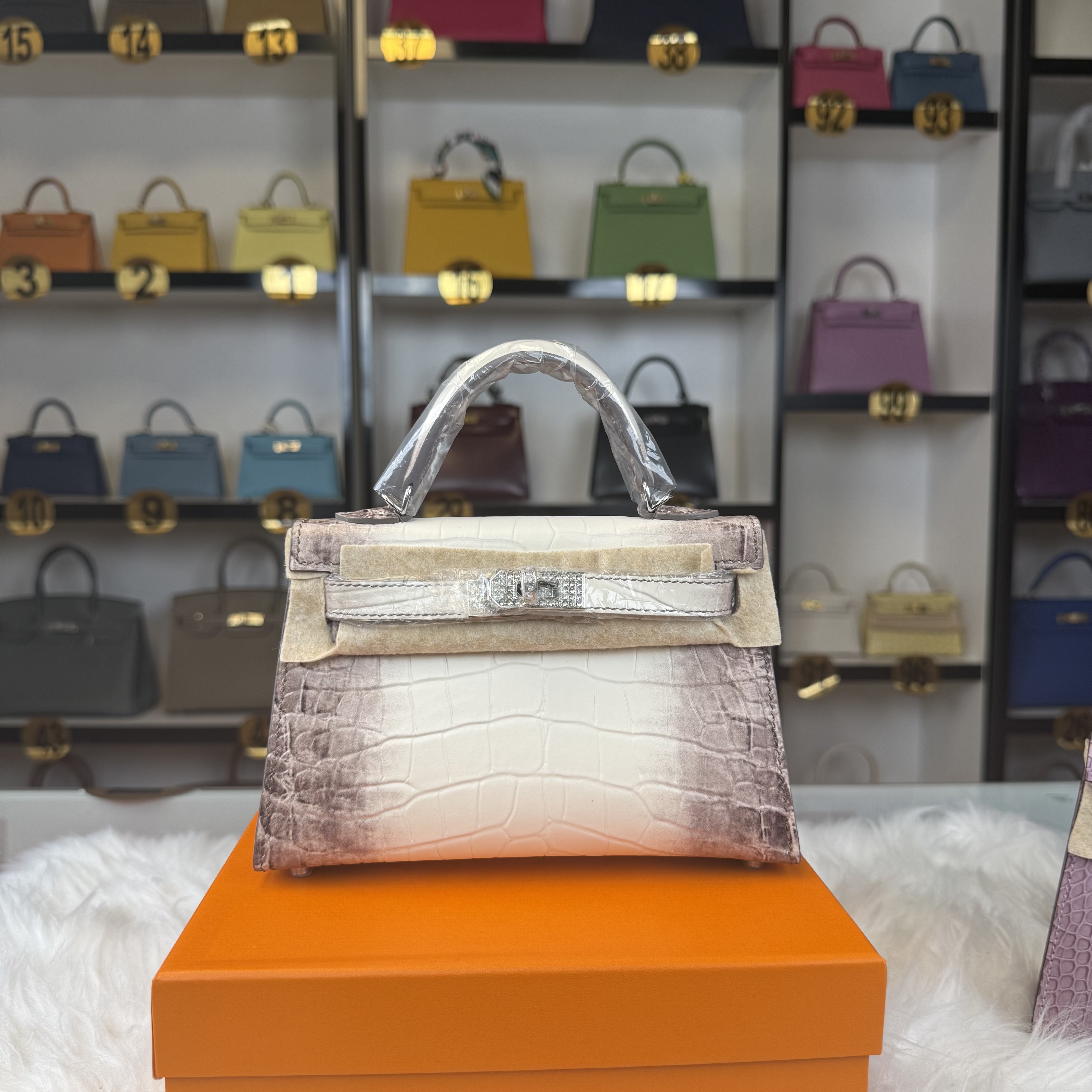 Crocodile embossed Mini Kelly