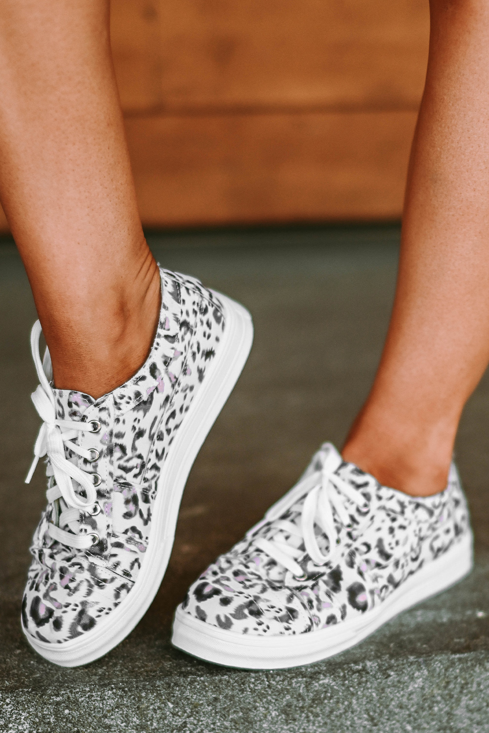 Leopard Print Laceless Slip On Canvas Shoes