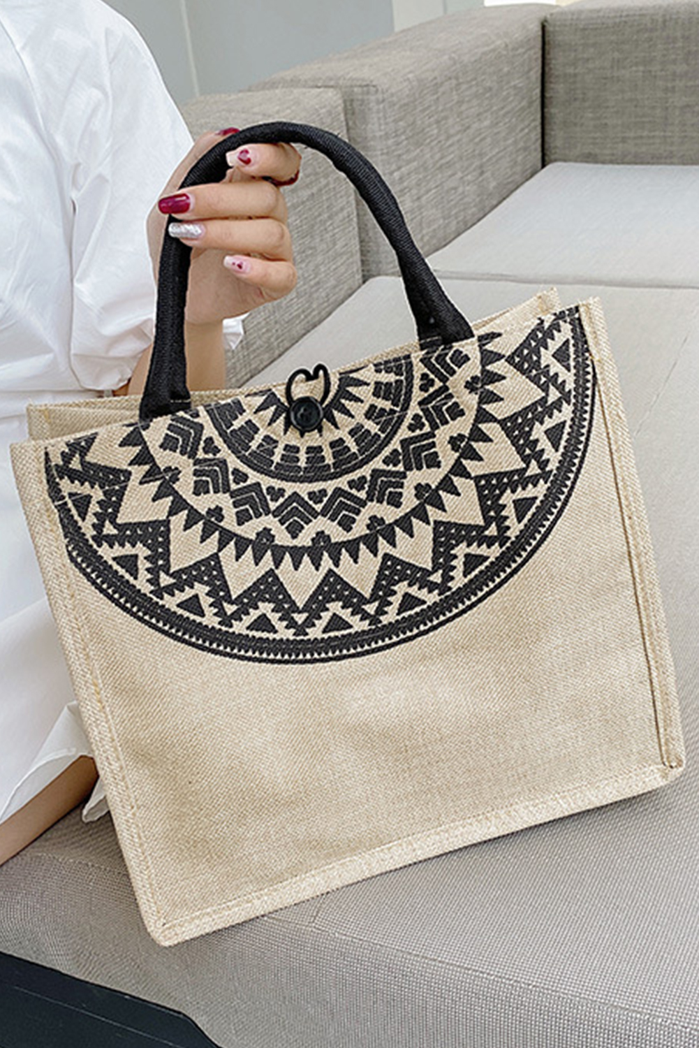 Khaki Classic Jute Hessian Reusable Eco Friendly Tote Bag