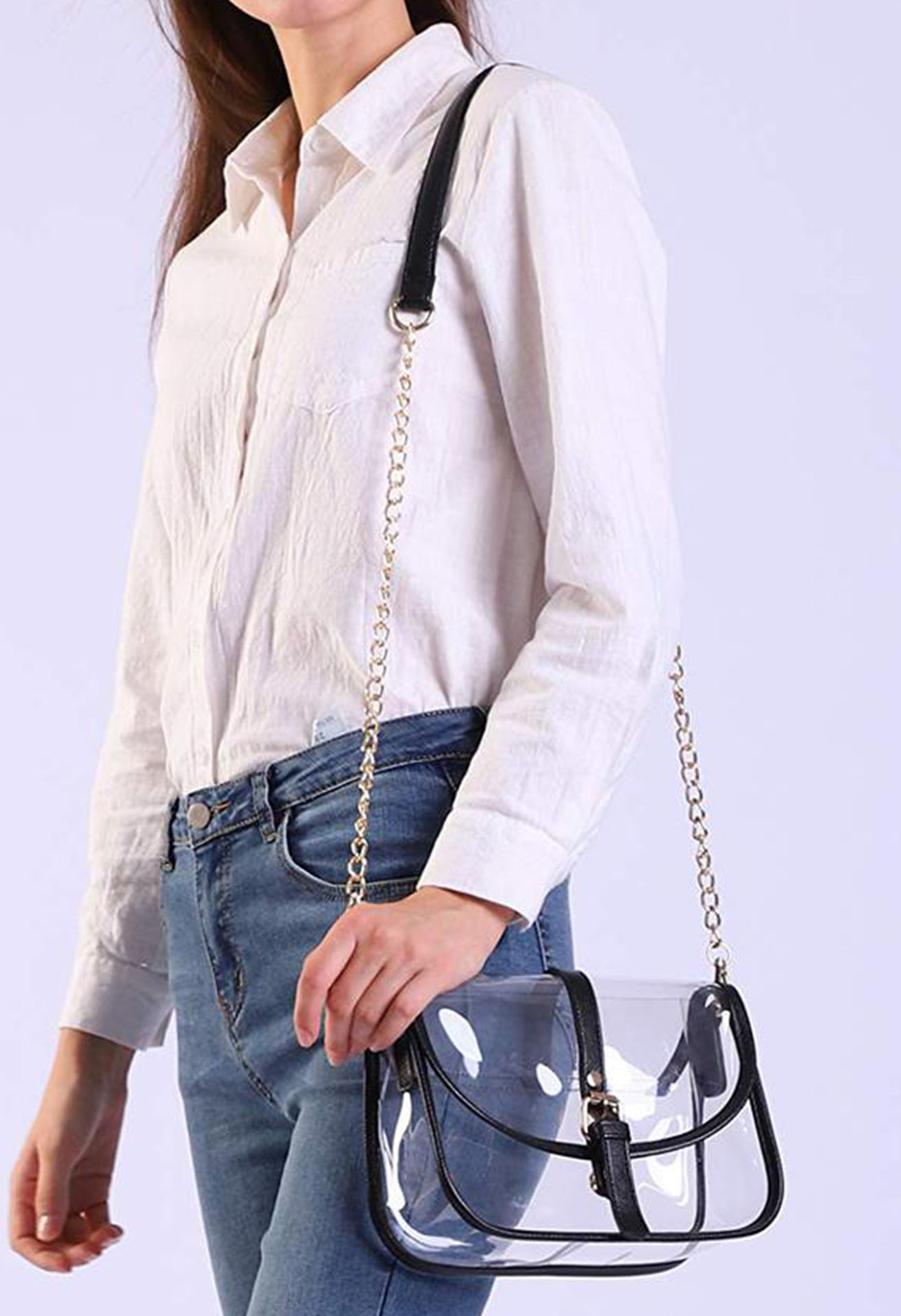 Black Clear TPU Chain Shoulder Bag