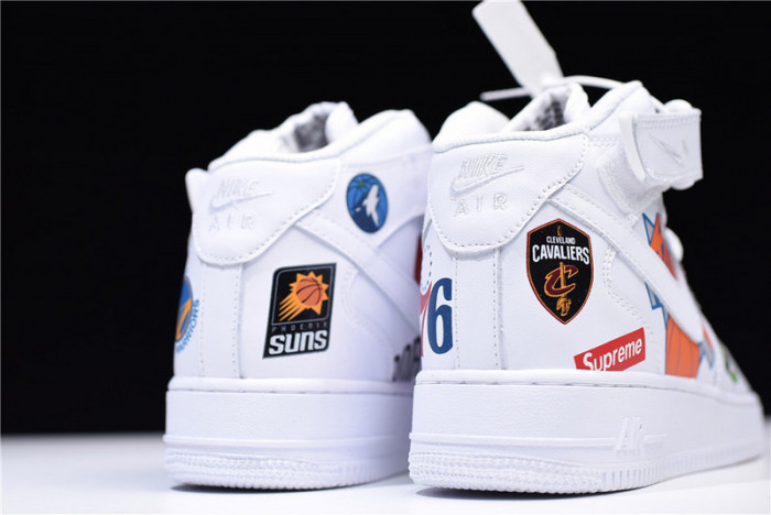 Supreme X Nike Air Force 1 Mid NBA Teams White Aq8017-100
