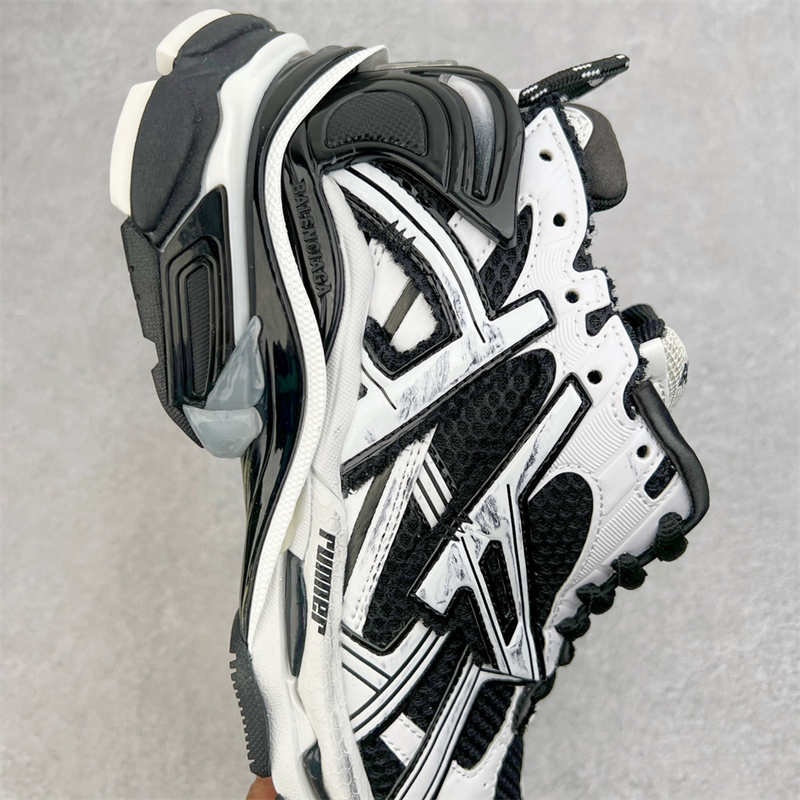 Balenciaga Runner Nylon Mesh Sneakers Black & White 677402W3RB29010