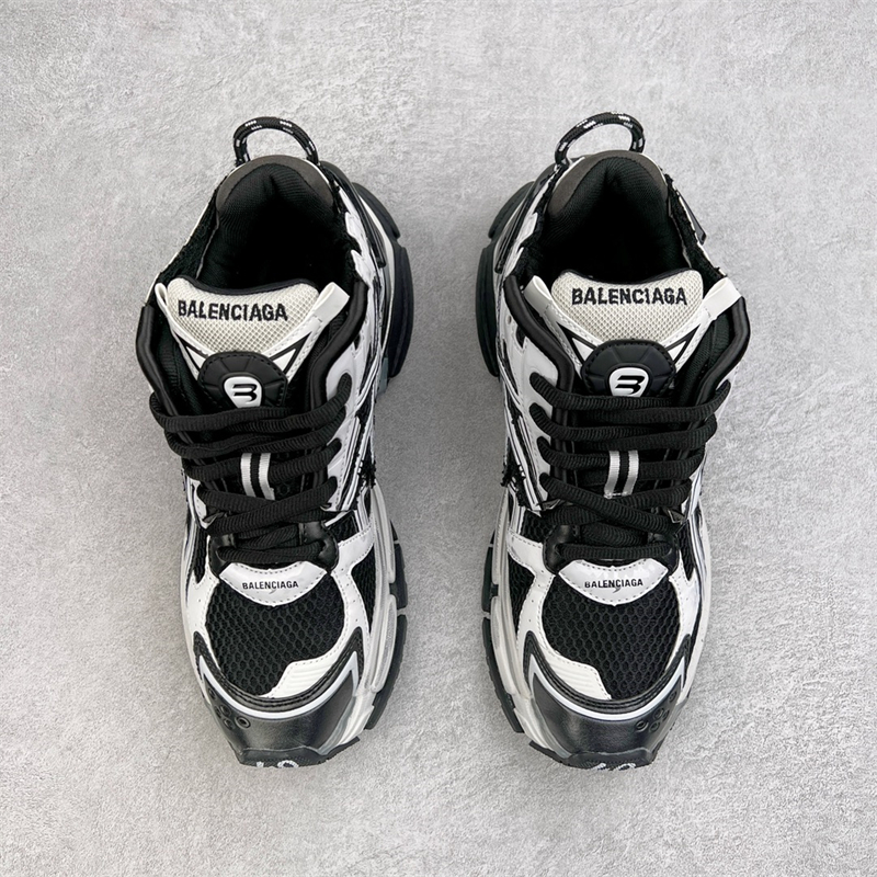 Balenciaga Runner Nylon Mesh Sneakers Black & White 677402W3RB29010
