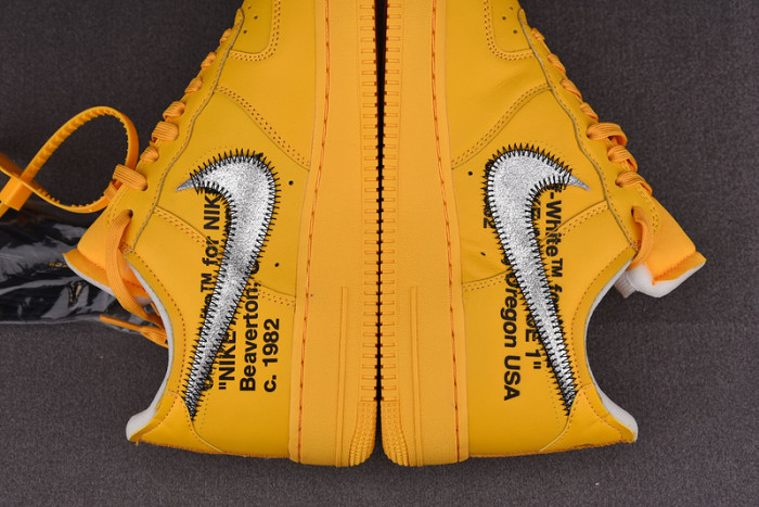NIKE AIR FORCE 1 LOW OFF-WHITE UNIVERSITY GOLD METALLIC SILVER DD1876-700