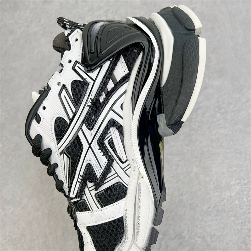 Balenciaga Runner Nylon Mesh Sneakers Black & White 677402W3RB29010