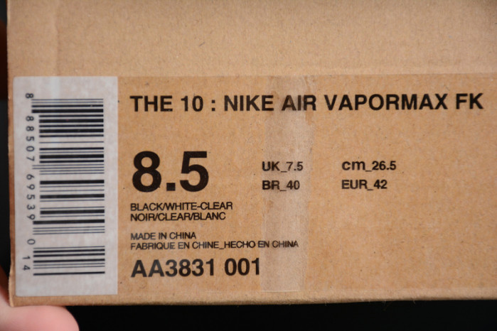 Nike The 10: Off-White X Air Vapormax FK " AA3831-001