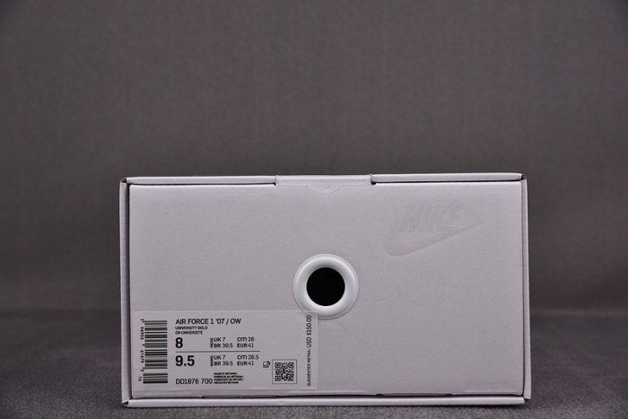 NIKE AIR FORCE 1 LOW OFF-WHITE UNIVERSITY GOLD METALLIC SILVER DD1876-700