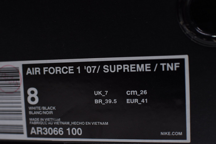 Nike Air Force 1 07 x Supreme x The North Face White/Black AR3066-100