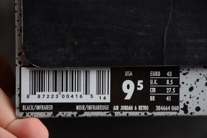 Air Jordan 6 Retro Black Infrared 384664-060