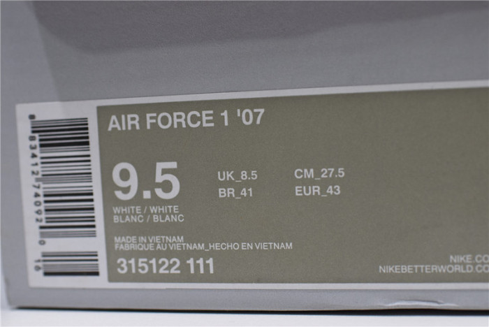 Nike Air Force 1 07 All Triple White Classic Shoes Sneakers AF1 315122-111315122-111/CW2288-111