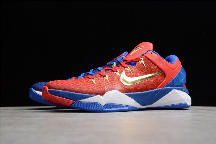 NIKE ZOOM KOBE VII RLX RED BLUE METALLIC GOLD 488371-406