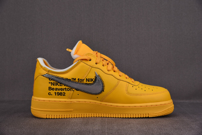 NIKE AIR FORCE 1 LOW OFF-WHITE UNIVERSITY GOLD METALLIC SILVER DD1876-700