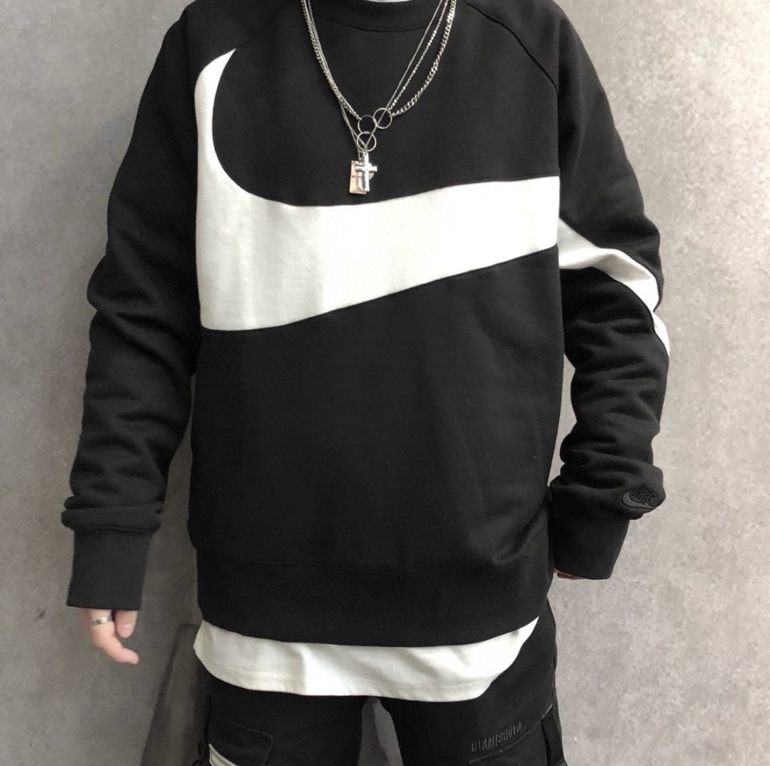 Nike  big hook patchwork round neck sweatshirt Hoodie