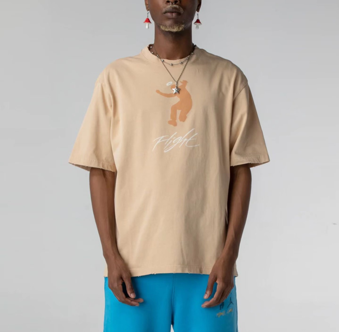 Aj UNION character letter print short sleeve