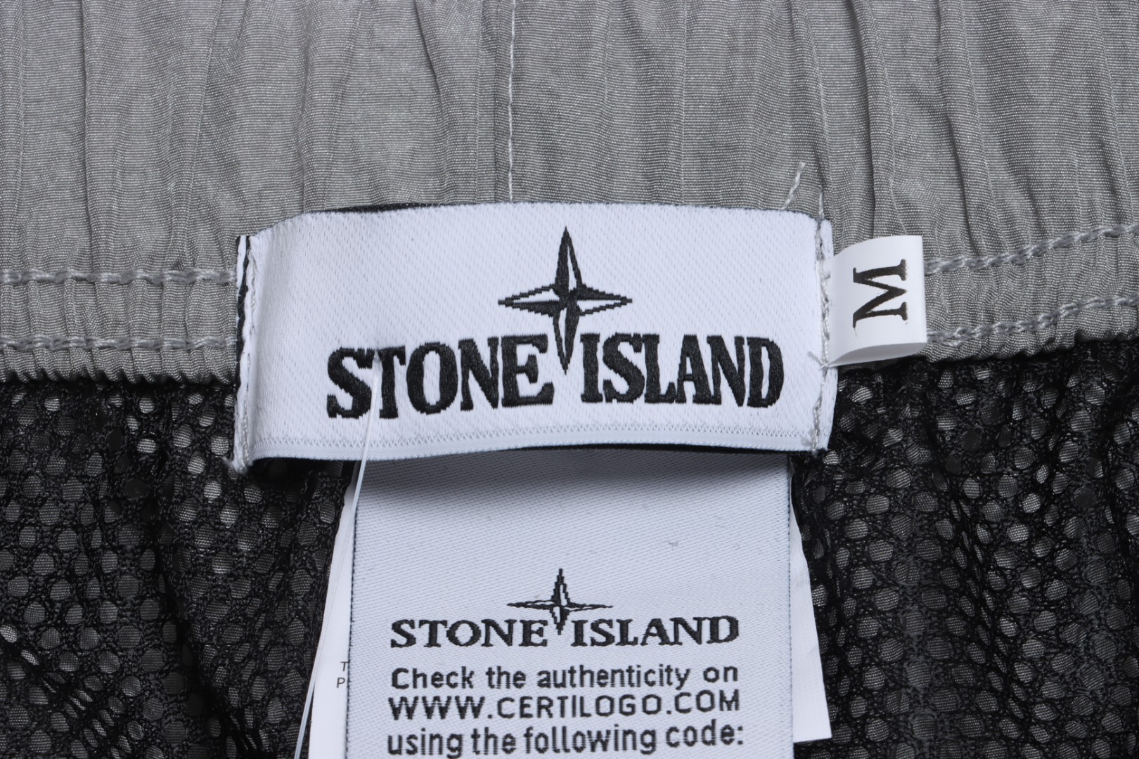 Stone Island Side compass large embroidered shorts gray